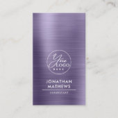 Professional Metallic Midnight Paars Logo QR Code Visitekaartje (Voorkant)