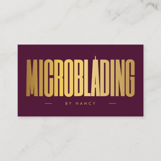 Professional Microblading Tech Burgundy & Gold  Visitekaartje (Voorkant)