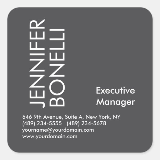 Professional minimalist modern bold text grey  vierkante sticker (Voorkant)