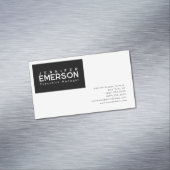 Professional minimalist modern plain black white magnetisch visitekaartje (Voorbeeld)