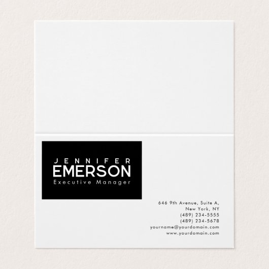 Professional minimalist modern plain black white visitekaartje (Buitenkant ongevouwen)