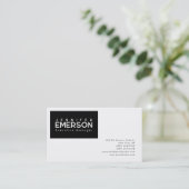 Professional minimalist modern plain black white visitekaartje (Staand voorkant)