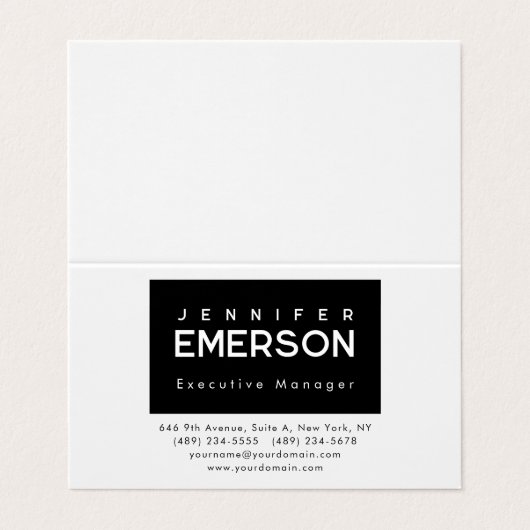 Professional minimalist modern plain black white visitekaartje (Buitenkant ongevouwen)