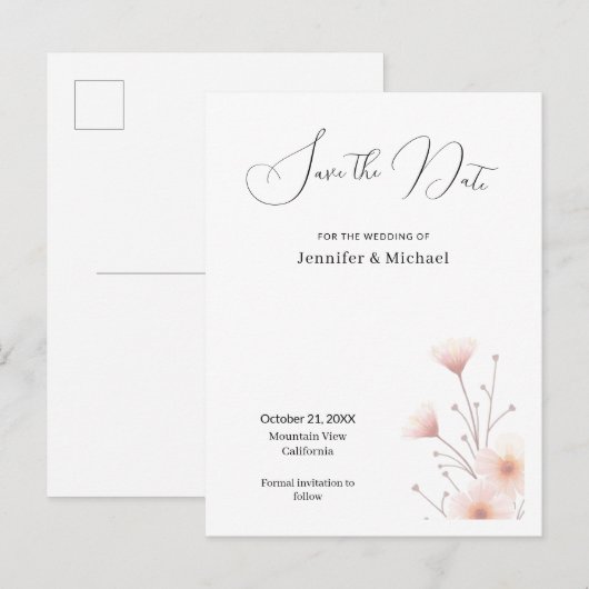 Professional Minimalist Modern Plain Simple Aankondigingskaart (Voorkant / Achterkant)