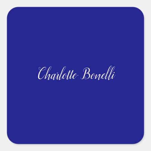 Professional Minimalist Navy Blue Vierkante Sticker (Voorkant)