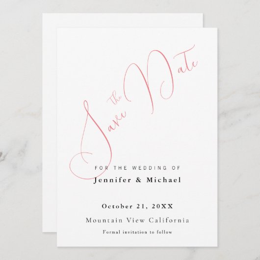 Professional Minimalist Plain Modern Save The Date (Voorkant / Achterkant)