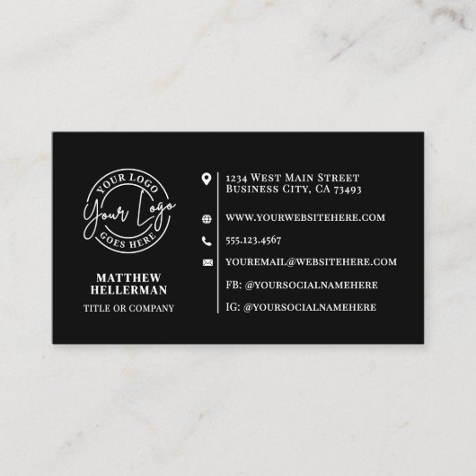 Professional Minimalist QR Code Logo Black Visitekaartje (Voorkant)