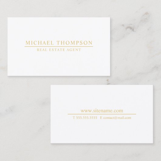 Professional Minimalistisch wit en goud Visitekaartje (Voorkant / Achterkant)