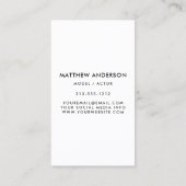 Professional Model Actor Photo White Visitekaartje (Achterkant)