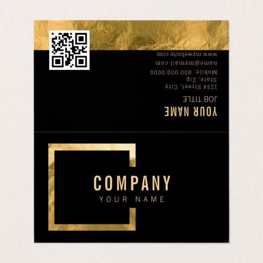 Professional Modern Black Gold Folie Elegant Visitekaartje (Buitenkant ongevouwen)