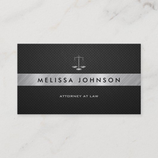 Professional & Modern Black & Silver Attorney Visitekaartje (Voorkant)