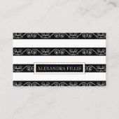 Professional Modern Black White gestript Visitekaartje (Voorkant)