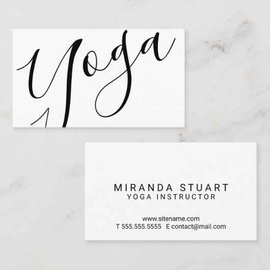 Professional Modern Black Yoga Instructor Visitekaartje (Voorkant / Achterkant)