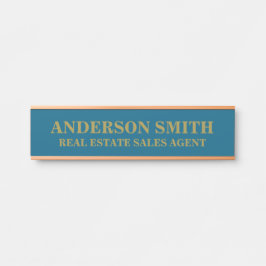 Professional Modern blue Gold Office Name Title  Deurbordje