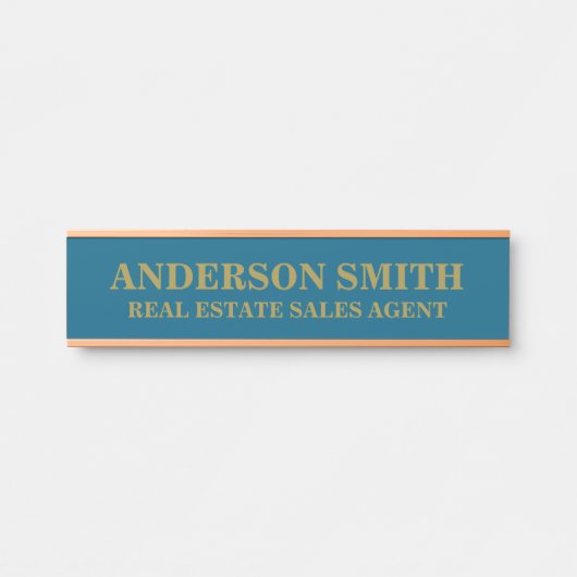 Professional Modern blue Gold Office Name Title Deurbordje (Voorkant)