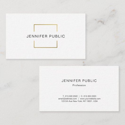 Professional modern Creative Design Gold White Visitekaartje (Voorkant / Achterkant)