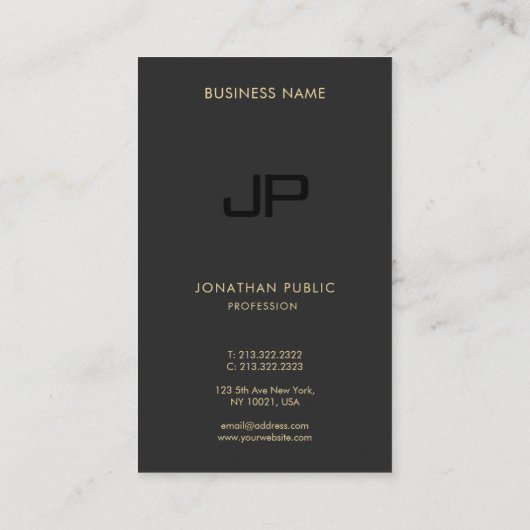 Professional Modern Elegant Monogram Initial Visitekaartje (Achterkant)