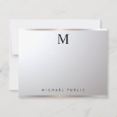 Professional Modern Elegant Monogram Silver Glam Notitiekaartje (Voorkant)