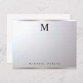 Professional Modern Elegant Monogram Silver Glam Notitiekaartje (Voorkant / Achterkant)