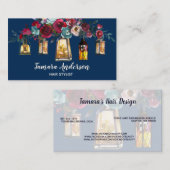 Professional Modern Floral Haarstylist Burgundy Visitekaartje (Voorkant / Achterkant)
