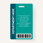 Professional Modern Geometric Teal Stripes Staff Badge (Achterkant)