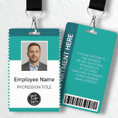 Professional Modern Geometric Teal Stripes Staff Badge