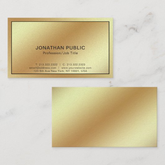 Professional Modern Gold Elegant Plain Luxury Visitekaartje (Voorkant / Achterkant)
