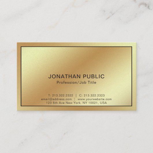 Professional Modern Gold Elegant Plain Luxury Visitekaartje (Voorkant)
