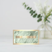 Professional Modern Gold FrameMint Green Marble Visitekaartje (Staand voorkant)