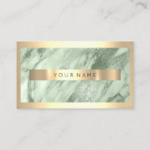 Professional Modern Gold FrameMint Green Marble Visitekaartje (Voorkant)