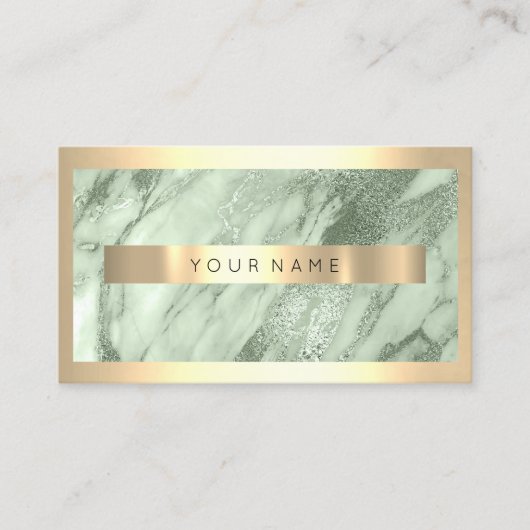 Professional Modern Gold FrameMint Green Marble Visitekaartje (Voorkant)