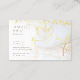 Professional Modern Gold Marble Monogram Elegant Visitekaartje