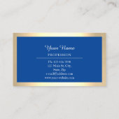 Professional Modern Golden Simply Royal Blue Visitekaartje (Achterkant)