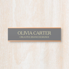 Professional Modern gray Gold Office Name Title Deurbordje