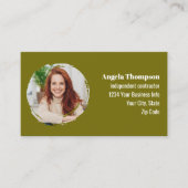 Professional Modern Green Photo QR Code Visitekaartje (Voorkant)