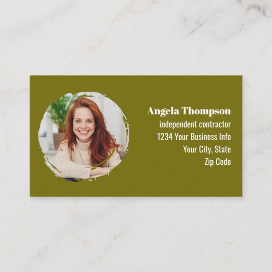 Professional Modern Green Photo QR Code Visitekaartje (Voorkant)