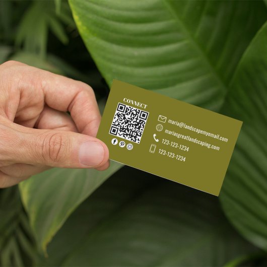 Professional Modern Green Photo QR Code Visitekaartje
