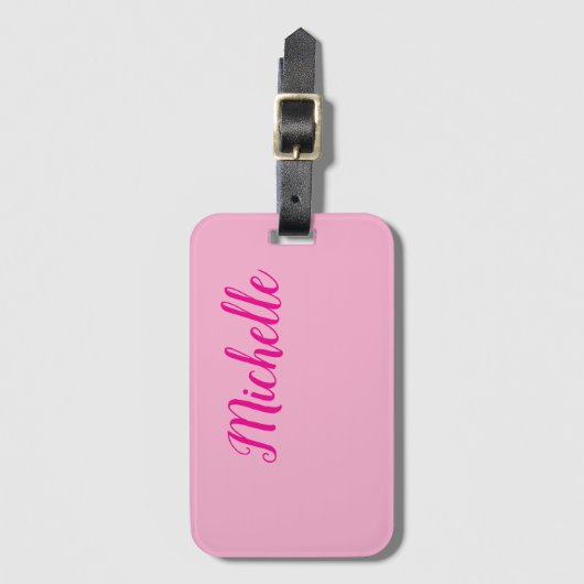Professional modern handwriting name pink white bagagelabel (Voorkant (verticaal))