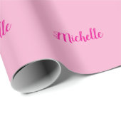 Professional modern handwriting name pink white cadeaupapier (Rol Hoek)