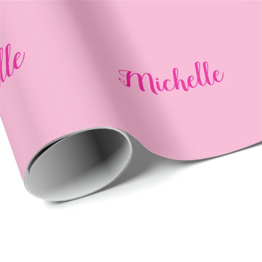Professional modern handwriting name pink white cadeaupapier (Rol Hoek)