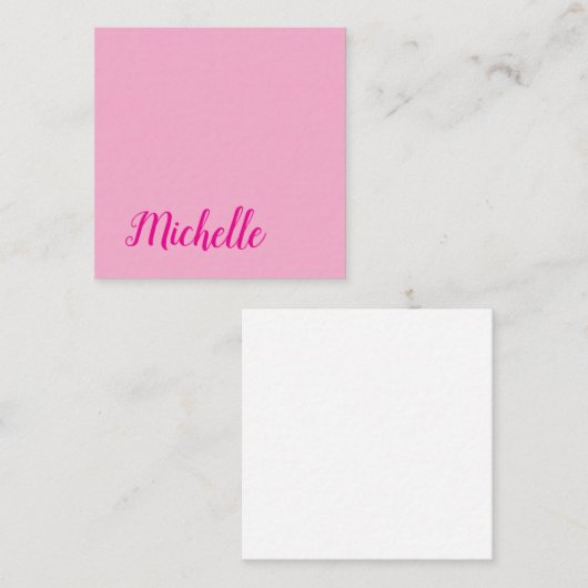 Professional modern handwriting name pink white informatiekaartje (Voorkant / Achterkant)