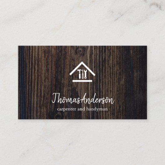 Professional Modern Home Repair Handyman Wooden Visitekaartje (Voorkant)