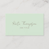 Professional Modern Light Green Minimalist QR Code Visitekaartje (Voorkant)