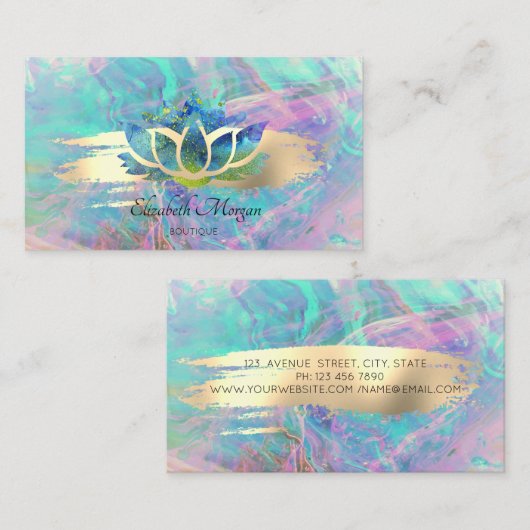 Professional Modern Lotus Gold Brush Opal Visitekaartje (Voorkant / Achterkant)