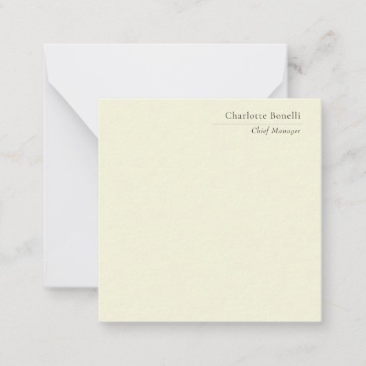 Professional Modern Minimalist Plain Beige Color Notitiekaartje (Voorkant)