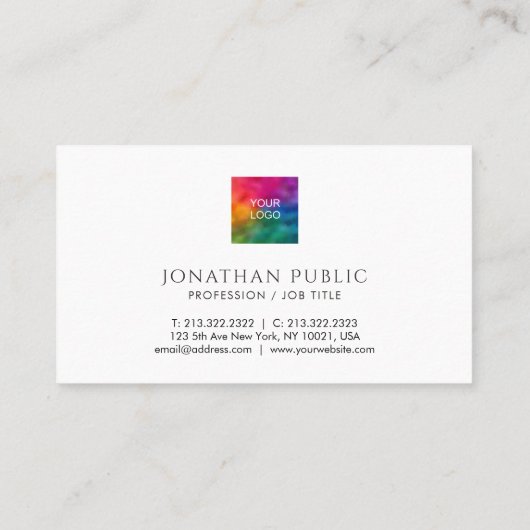 Professional Modern Minimalist Upload Your Logo to Visitekaartje (Achterkant)