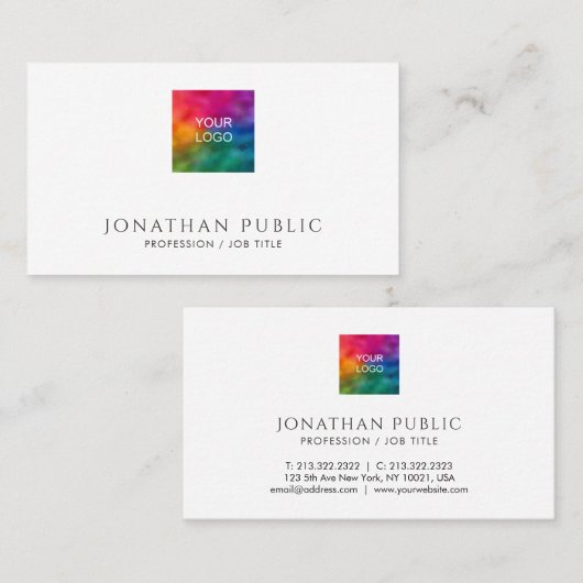 Professional Modern Minimalist Upload Your Logo to Visitekaartje (Voorkant / Achterkant)