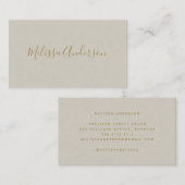 Professional Modern minimalistische Gold Linen Visitekaartje (Voorkant / Achterkant)
