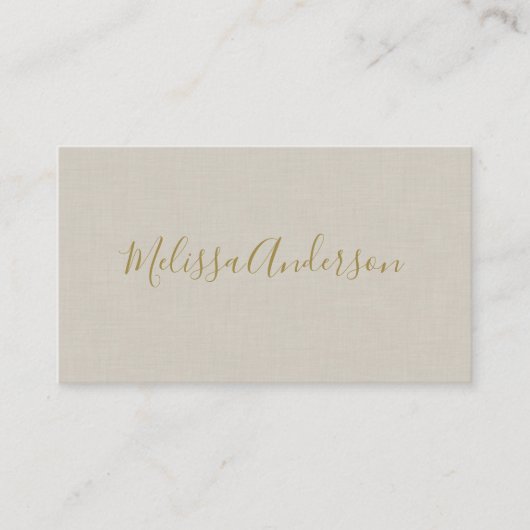 Professional Modern minimalistische Gold Linen Visitekaartje (Voorkant)