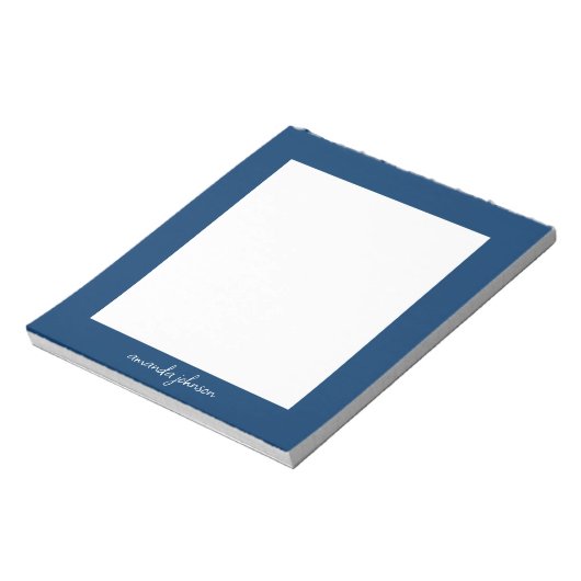 Professional Modern Navy Blue Monogram Full Name Notitieblok (Linkerzijde)